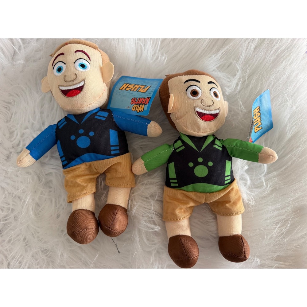 Wild Kratts Chris and Martin Kratt Plush Set PBS KIDS Blue Green 74681 NEW